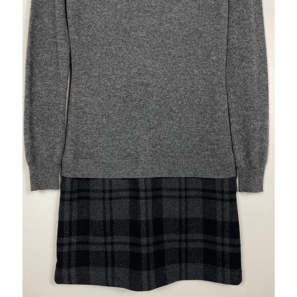 Theory Ursell Risk Dress Gray & Plaid Small Cashmere Wool Preppy Acadamia - Picture 6 of 11